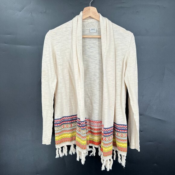 Esprit open front cardigan sweater southwest stripe fringe boho western casual S - Picture 1 of 9